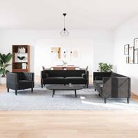 Bankstel 3 pcs Zwart Fluweel