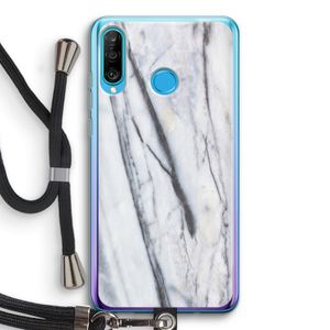 Gestreepte marmer: Huawei P30 Lite Transparant Hoesje met koord