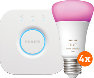 Philips Hue White and Color Starter Pack met 4 lampen + Bridge