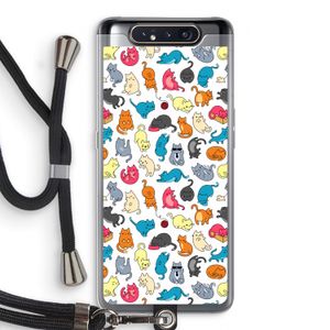 Kleurrijke katten: Samsung Galaxy A80 Transparant Hoesje met koord