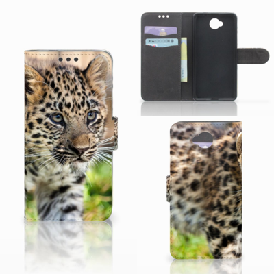 Microsoft Lumia 650 | Telefoonhoesje | Met pasjeshouder | Baby Luipaard