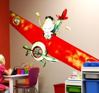 Kinderen jongetje in vliegtuig sticker