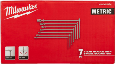 Milwaukee T-sleutelset met draaibare kop (7-delig) (8, 10, 11, 13, 14, 17, 19 mm) - 4932492674