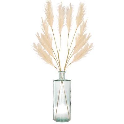 Decoratie pampasgras kunst pluimen in vaas gerecycled glas - creme wit - 98 cm Decoratie pampasgras kunst pluimen in vaas gerecycled glas - creme wit - 98 cm