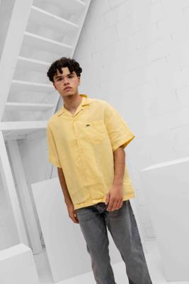 Lacoste Relaxed Fit Linnen Overhemd Heren Geel - Maat M - Kleur: Geel | Soccerfanshop