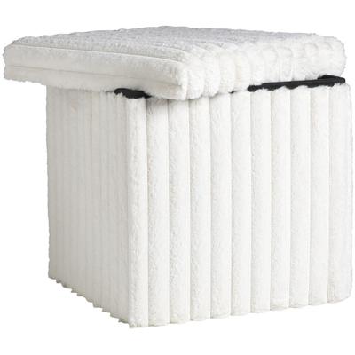 2e Halve Prijs Leen Bakker - Opbergbox Opvouwbaar Fluffy Off-white - 38x38x38 Cm - MDF/Polyester - Wit