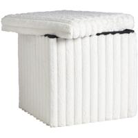 2e Halve Prijs Leen Bakker - Opbergbox Opvouwbaar Fluffy Off-white - 38x38x38 Cm - MDF/Polyester - Wit