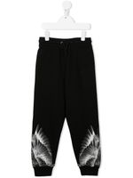 Marcelo Burlon County Of Milan Kids pantalon de jogging en coton imprimé à plumes - Noir