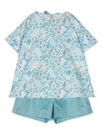 Il Gufo ensemble t-shirt-short à fleurs - Bleu - thumbnail