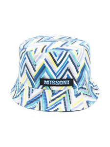 Missoni Kids bob en coton imprimé chevrons - Bleu