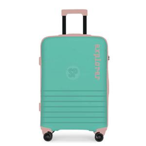 Cabine handbagage reis trolley koffer - zwenkwielen - 34 x 22 x 52 cm - 30 liter - mintgroen/roze