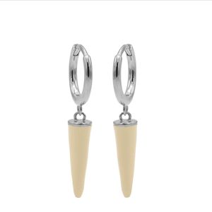 Karma Oorringen Hinged Hoops Emaille Long Cone Nude Zilver