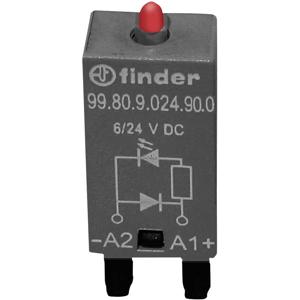 Finder Steekmodule Met vrijloopdiode, Met LED 99.80.9.024.90.0 Lichtkleur (naam): Rood Geschikt voor model: Finder 94.54.1, Finder 94.84.3, Finder 95.85.3,