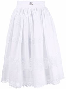 Dolce & Gabbana jupe mi-longue évasée à fleurs - Blanc