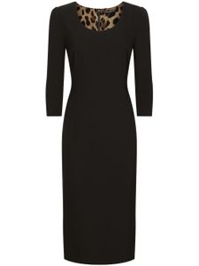 Dolce & Gabbana robe mi-longue en laine vierge - Noir