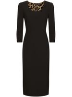 Dolce & Gabbana robe mi-longue en laine vierge - Noir - thumbnail