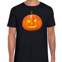 Pompoen halloween verkleed t-shirt zwart voor heren - thumbnail