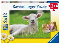 Ravensburger puzzel 2 x 12 stukjes boederijdieren - thumbnail