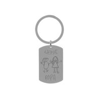 Gepersonaliseerde sleutelhanger met kindertekening – Stainless steel - Zilver