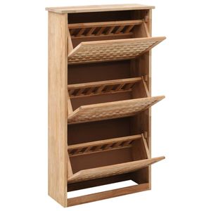 The Living Store Schoenenkast - Walnotenhout - 55 x 20 x 104 cm - Met 3 opbergvakken