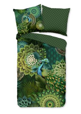 HIP Dekbedovertrek "mandalas & pauw" - Groen - (155x220 cm) - Katoen Satijn HIP Dekbedovertrek "mandalas & pauw" - Groen - (155x220 cm) - Katoen Satijn