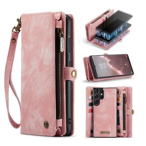 Caseme - Samsung Galaxy S23 Ultra - Vintage 2 in 1 portemonnee hoes - Lichtroze