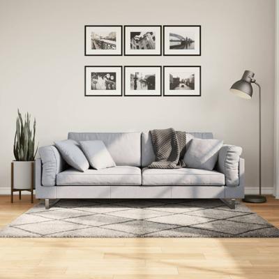 VidaXL Vloerkleed pamplona shaggy hoogpolig 120x170 cm beige antraciet