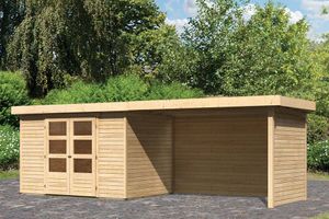 Woodfeeling | Tuinhuis Askola 4 met Overkapping 2,8, Zij- en Achterwand | Onbehandeld