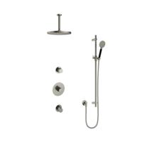 Hotbath Cobber - Inbouw Regendoucheset - Geborsteld Nikkel - 2 Stopkranen - Thermostatisch - Plafondbuis 15 cm - Hoofddouche 300 mm - Ronde Handdouche 3 Standen - Glijstang 900 mm - Waterbesparend