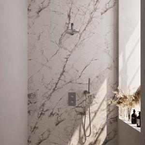Inbouw Regendouche Set Brauer Brushed Edition Gebogen Wanduitloop Ronde Hoofddouche 20 cm Met Handdouche 3 Standen en Glijstang RVS Look