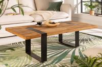 Massieve salontafel IRON CRAFT 100cm bruin naturel mangohout zwart metaal - 44183