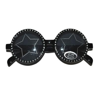 Disco verkleed zonnebril zwart met ster - Jaren 60 en 70 carnaval verkleed accessoires