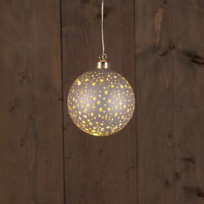 B.O.T. Ball Glass Matt Champagne With Stars 10 cm - Annas collection