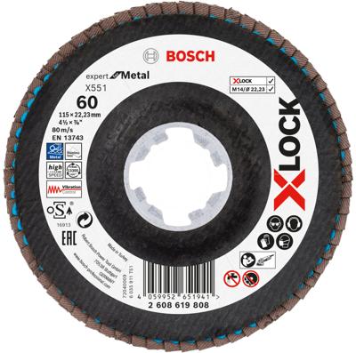 Bosch Accessoires Lamellenschijf X551 115mm G60 Fiber schuin X-LOCK - 2608619808