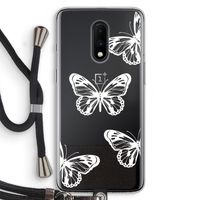White butterfly: OnePlus 7 Transparant Hoesje met koord