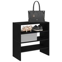 VidaXL Schoenenrekken 2 st stapelbaar 60x30x30,5 cm zwart eikenkleurig VidaXL Schoenenrekken 2 st stapelbaar 60x30x30,5 cm zwart eikenkleurig