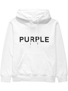 Purple Brand logo-print cotton hoodie - Blanc