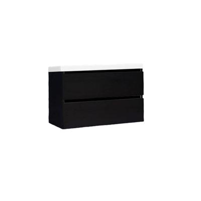 Onderkast Sanilux Trendline Met Greeplijst Mat Zwart 80x47x52 cm Black Oak Sanilux