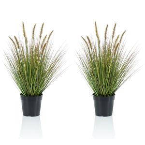 Set van 2x stuks kunstplanten groen gras sprieten 58 cm.