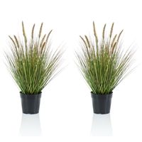 Set van 2x stuks kunstplanten groen gras sprieten 58 cm.