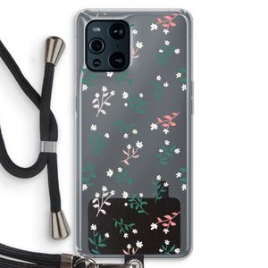 Small white flowers: Oppo Find X3 Transparant Hoesje met koord