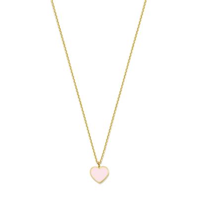 14k Geelgouden Collier met Roze Emaille Hartje - 36-40 cm