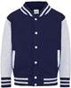 Just JH043K Kids´ Varsity Jacket - Oxford Navy/Heather Grey - 5/6 (S)