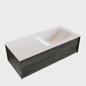 Badkamermeubel BWS Madrid Antraciet 100x45x30 cm Mat Witte Solid Surface Wastafel Rechts (1 kraangat)
