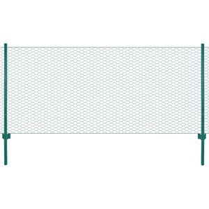 VidaXL Draadgaashek met palen 25x0,5 m staal groen