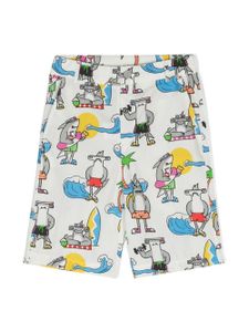 Stella McCartney Kids short en coton à imprimé requin - Blanc