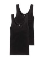 Schiesser - 2p Top - Cotton Essentials - zwart, Maat:46