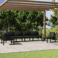 6-delige Loungeset met kussens aluminium antracietkleurig