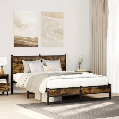Bedframe zonder matras metaal gerookt eikenkleurig 137x190 cm