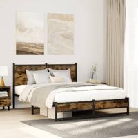 Bedframe zonder matras metaal gerookt eikenkleurig 137x190 cm